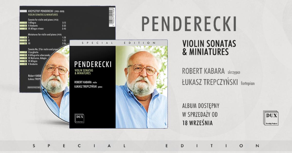 Penderecki i skrzypce – kameralne arcydzieła. Robert Kabara i Łukasz Trepczyński na nowej płycie DUX.