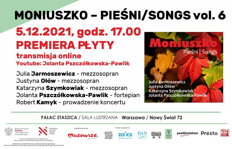 MONIUSZKO PIEŚNI/SONGS vol. 6 - PREMIERA PŁYTY