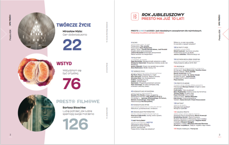 Presto #34: WSTYD, spis treści
