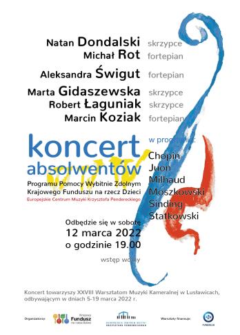 Koncert absolwentów Programu Pomocy Wybitnie Zdolnym Krajowego Funduszu  Europejskie Centrum Muzyki Krzysztofa Pendereckiego w Lusławicach