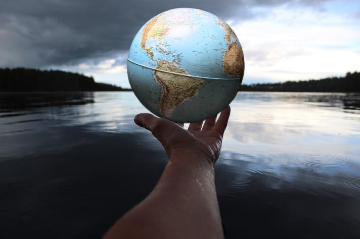hand, globe, world