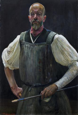 Jacek Malczewski, Autoportret, 1908-1915 r., olej na dykcie, fot. Pracownia Digitalizacji MNK