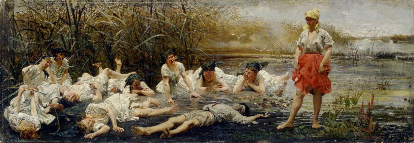Jacek Malczewski, Załaskotany, 1888 r., olej na płótnie, Muzeum UJ