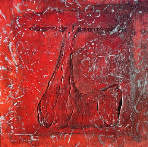 Malina Wieczorek, Akt, cykl Madonny, 40x40, akryl technika własna, 2022