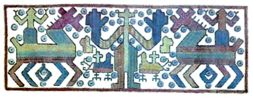 Przedstawienie bogini Mokosz na hafcie Kaługa. Muzeum Kultury Ludowej w Biełgorodzie.