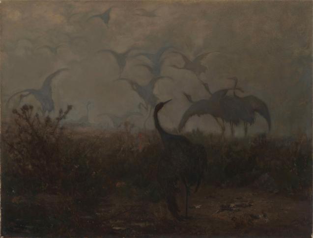 "Odlot żurawi" 1870 olej, płótno; Muzeum Narodowe w Krakowie "Odlot żurawi" 1870 olej, płótno; Muzeum Narodowe w Krakowie