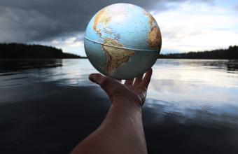 hand, globe, world