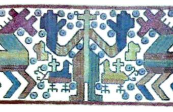 Przedstawienie bogini Mokosz na hafcie Kaługa. Muzeum Kultury Ludowej w Biełgorodzie.