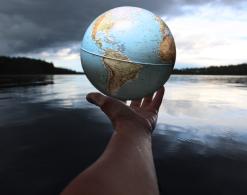 hand, globe, world