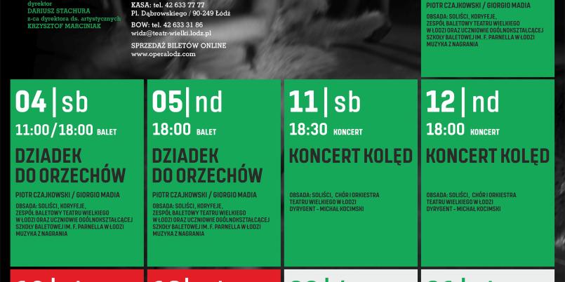 Repertuar na grudzień w Teatrze Wielkim w Łodzi