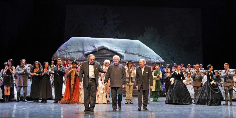 Artyści Teatru Wielkiego w Łodzi, dyrygenci- Andrzej Knap, Wojciech Michniewski i Tadeusz Kozłowski; fot. Joanna Miklaszewska