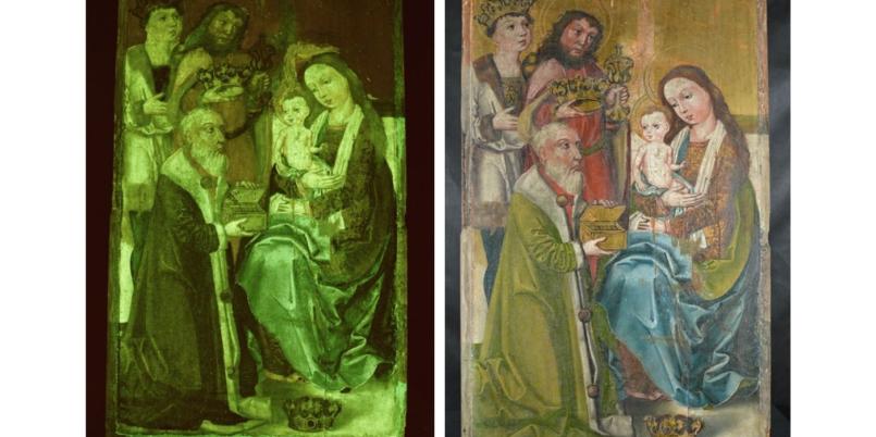  Konserwacja i reastauracja obrazu tablicowego ze zbiorów Muzeum Archidiecezialnego we Wrocławiu, tytuł "Pokłon Trzech Króli", fot. Archiwum WKiRDS ASP w Warszawie.. 