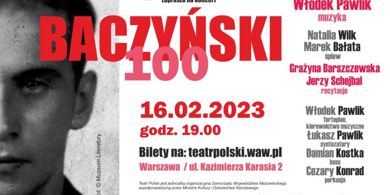 Koncert Włodka Pawlika „Baczyński 100” w Teatrze Polskim w Warszawie