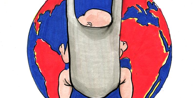 Bartłomiej Kiełbowicz, „Kryzys klimatyczny”, 2023, rysunek na papierze, akwarela, 22,4 x 32,6 cm